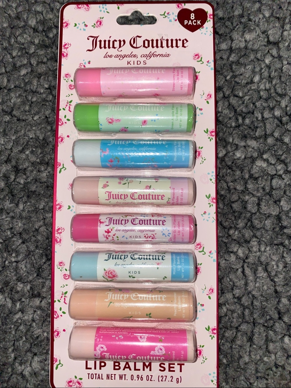 Juicy Couture  8-Pack Lip Balm Set - Pink, Green, Blue, Peach